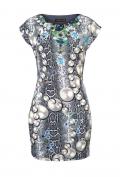 Kleid mit Strass grau-bunt