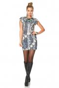 Kleid mit Strass grau-bunt