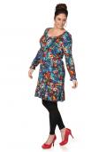 Kleid petrol-bunt