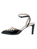 Lackleder-Slingpumps schwarz-offwhite