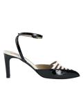 Lackleder-Slingpumps schwarz-offwhite