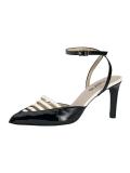 Lackleder-Slingpumps schwarz-offwhite