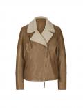 Lamm-Nappaleder-Jacke mit Pelzimitat cognac