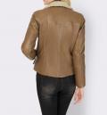 Lamm-Nappaleder-Jacke mit Pelzimitat cognac