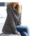 Lammfell-Look-Jacke grau