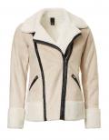 Lammfelllook-Bikerjacke sand-creme