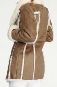 Lammfelllook-Jacke cognac-ecru