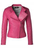 Lammnappa-Bikerlederjacke pink