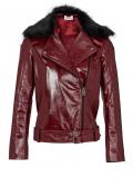 Lammnappalederjacke 2 Webpelzkragen bordeaux