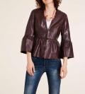 Lammnappalederjacke mit Volants bordeaux