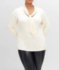 Langarmshirt mit Chiffon-Bindeband ecru