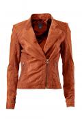 Leder-Canvas-Patchjacke burnedorange