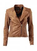 Leder-Canvas-Patchjacke cognac