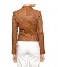 Leder-Canvas-Patchjacke cognac