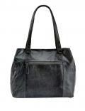 Leder-Handtasche grau