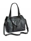 Leder-Handtasche grau