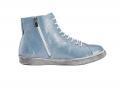 Leder-High-Top-Sneaker hellblau-metallic