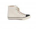 Leder-High-Top-Sneaker sand-schwarz