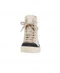 Leder-High-Top-Sneaker sand-schwarz