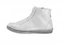 Leder-High-Top-Sneaker silberfarben