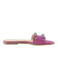 Leder-Pantolette mit Perlen pink