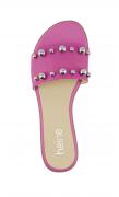 Leder-Pantolette mit Perlen pink