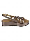 Leder-Plateau-Sandalette bronzefarben