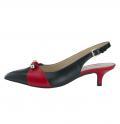 Leder-Slingpumps schwarz-rot