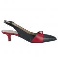 Leder-Slingpumps schwarz-rot