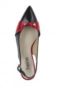 Leder-Slingpumps schwarz-rot