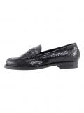 Leder-Slipper in Snakeskin-Optik schwarz