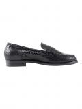 Leder-Slipper in Snakeskin-Optik schwarz