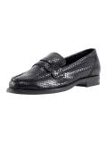 Leder-Slipper in Snakeskin-Optik schwarz