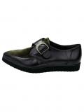 Leder-Slipper schwarz-oliv