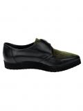 Leder-Slipper schwarz-oliv