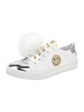 Leder-Sneaker weiß-silber-gold