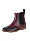 Leder-Stiefelette bordeaux-schwarz