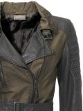 Leder-Twilljacke oliv-schwarz