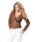 Lederimitat-Bikerjacke cognac