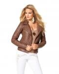 Lederimitat-Bikerjacke cognac