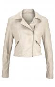 Lederimitat-Bikerjacke creme