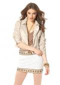 Lederimitat-Bikerjacke creme