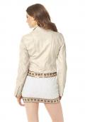 Lederimitat-Bikerjacke creme