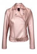 Lederimitat-Bikerjacke rosé-metallic