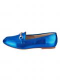 Lederslipper blau-metallic