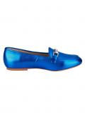 Lederslipper blau-metallic