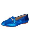 Lederslipper blau-metallic