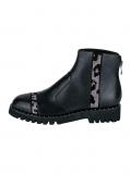 Lederstiefelette mit Strass schwarz