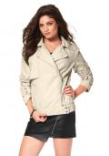 Leinen-Bikerjacke beige