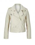 Leinen-Bikerjacke beige